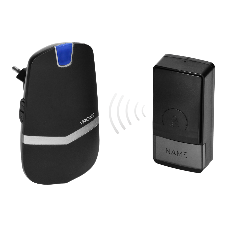 LAXAN AC wireless mains-powered doorbell with battery-free button, learning system, 36 sounds, 150m